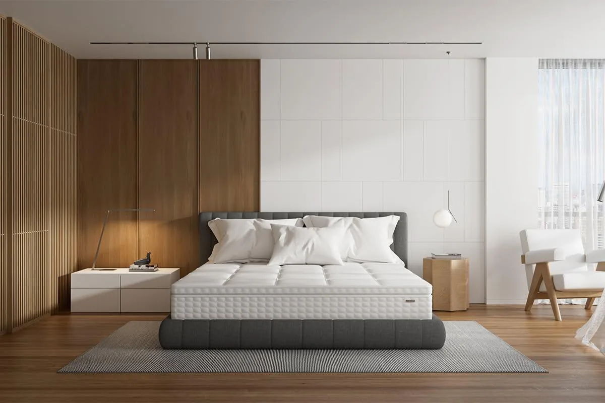 A modern bedroom with a HEKA mattress