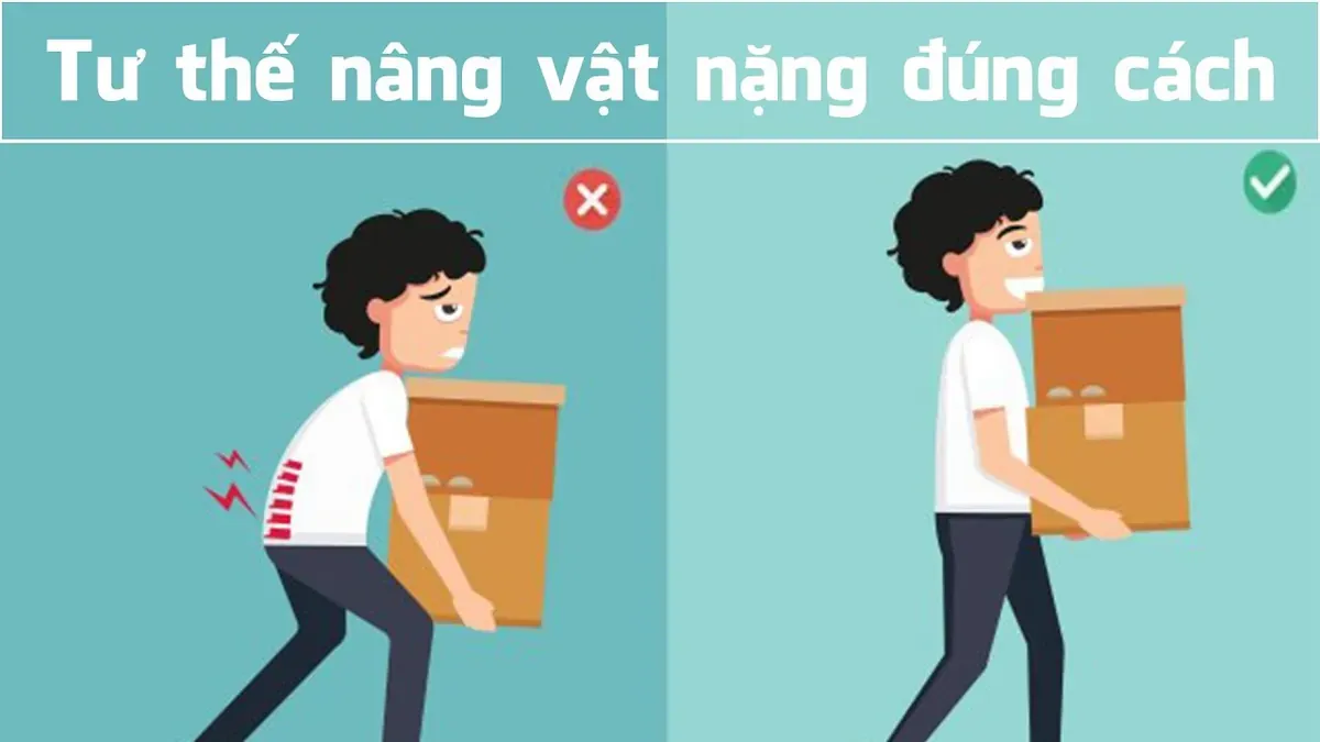 Nâng vật nặng đúng tư thế giúp phòng ngừa chấn thương vùng thắt lưng