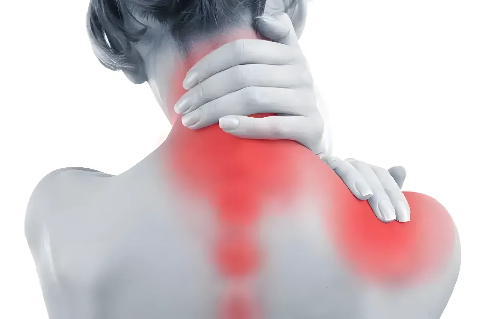Người phụ nữ ôm vùng cổ và vai phải vì đau