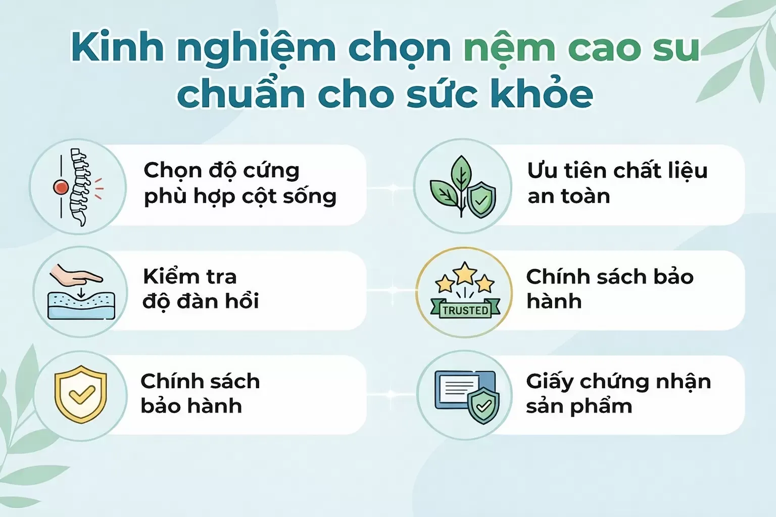 Kinh nghiệm chọn nệm cao su chuẩn cho sức khỏe