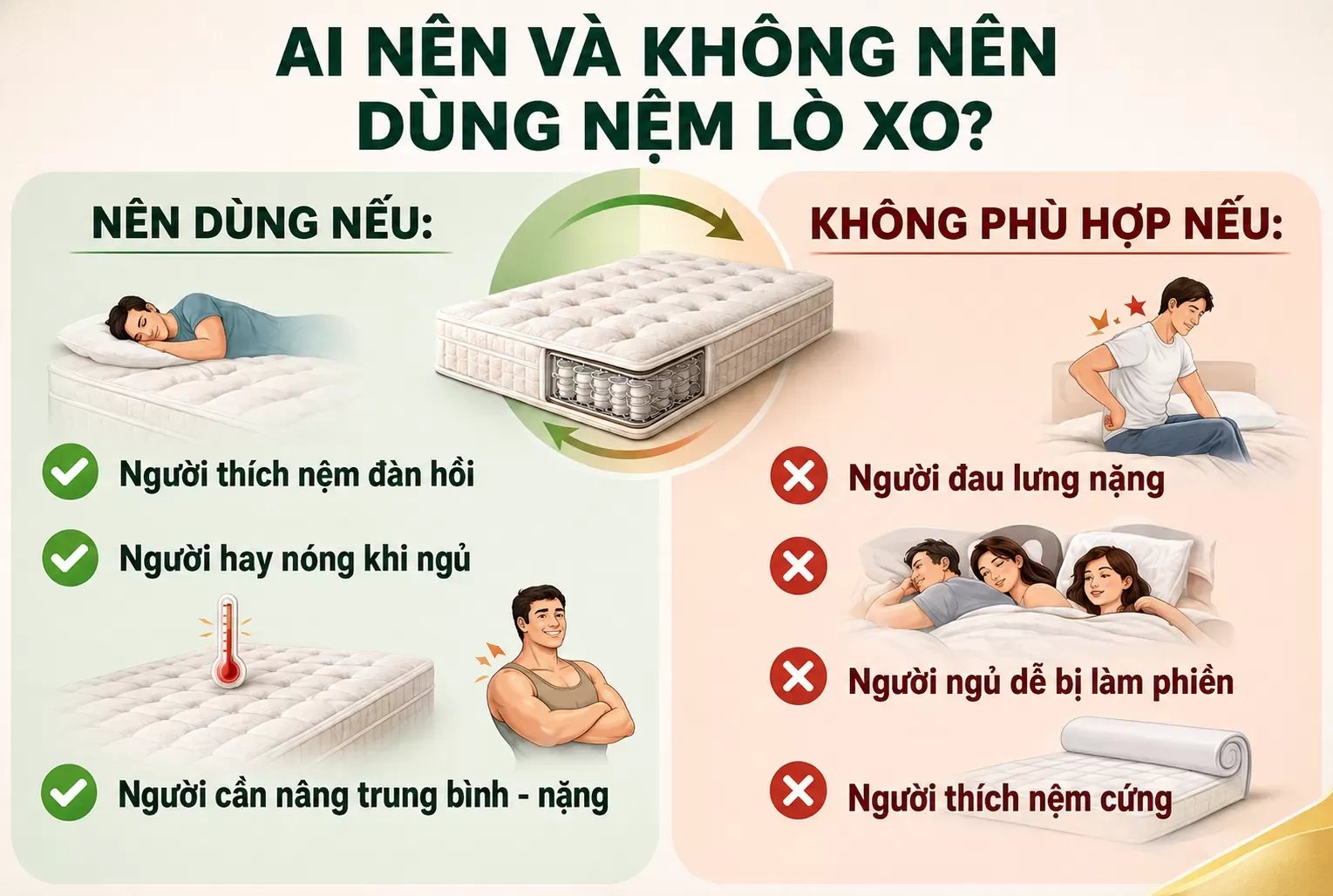 Ai nên và không nên dùng nệm lò xo?